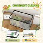 Turtle Tank 28L Glass Turtle Aquarium w/ Easy-Drain 45 x 25 x 29cm