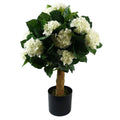 Artificial White Hydrangea Plant - 75cm Tall, Silk Flowers, Wood Trunk