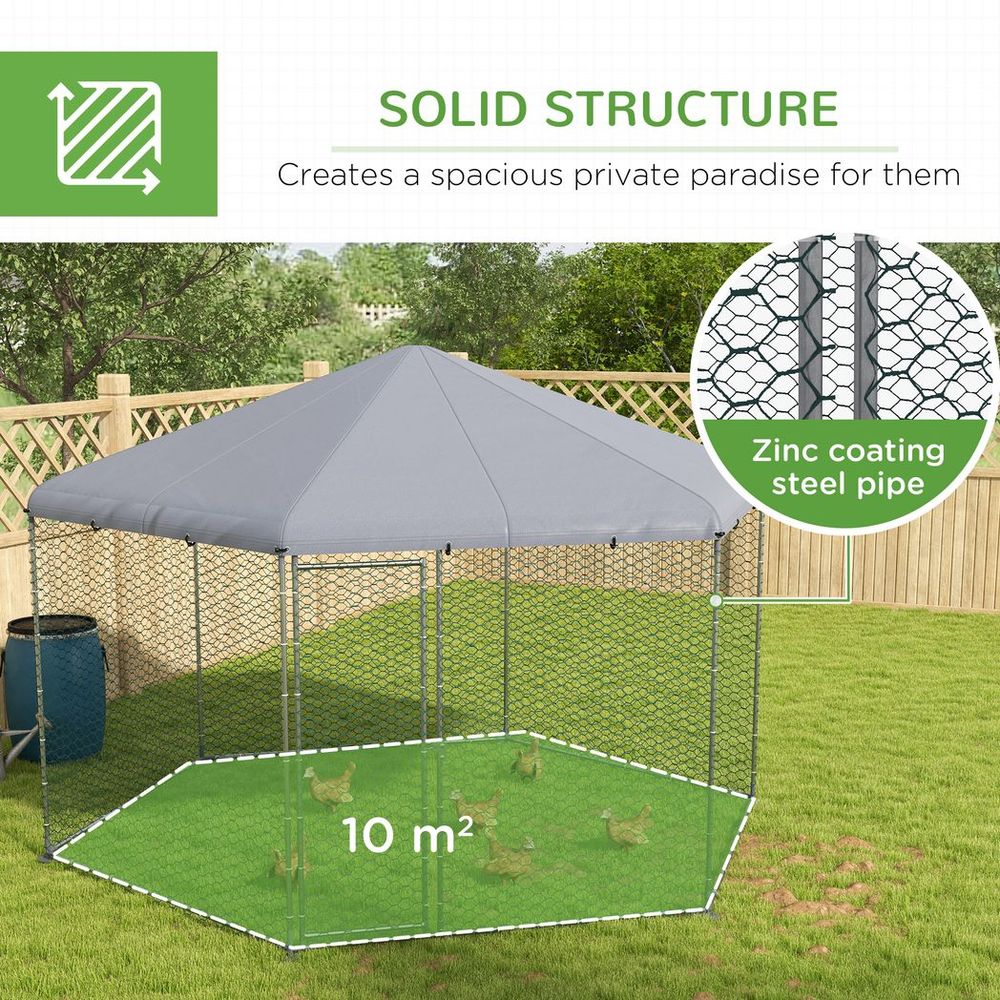 Walk in Chicken Run-10-15 Chickens, Hens, Rabbits, Ducks. Spacious, Covered, Predator-Proof. High-Quality.