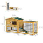 Rabbit Hutch Pet House Outdoor Run Design w/ Water-Resistant Paint Ramp