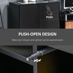 Glossy and Matte Side Cabinet with 2 Door & 2 Drawer - for Home Office - Black