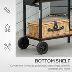 Steel 2-Grill Charcoal BBQ w/ Wheels - Black