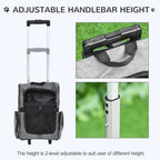 Pet Travel Backpack Bag Cat Puppy Dog Carrier w/ Trolley and Telescopic Handle Portable Stroller Wheel Luggage Bag (Grey)