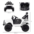 Kids Electric Ride On Car 12V Off Road Toy with Parental Remote Control 2 Motors Horn Lights Suspension Wheels for 3-6 Years Old White