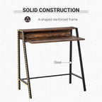 Rustic Brown Metal Frame Office PC Workstation with Storage Shelf - Professional Quality