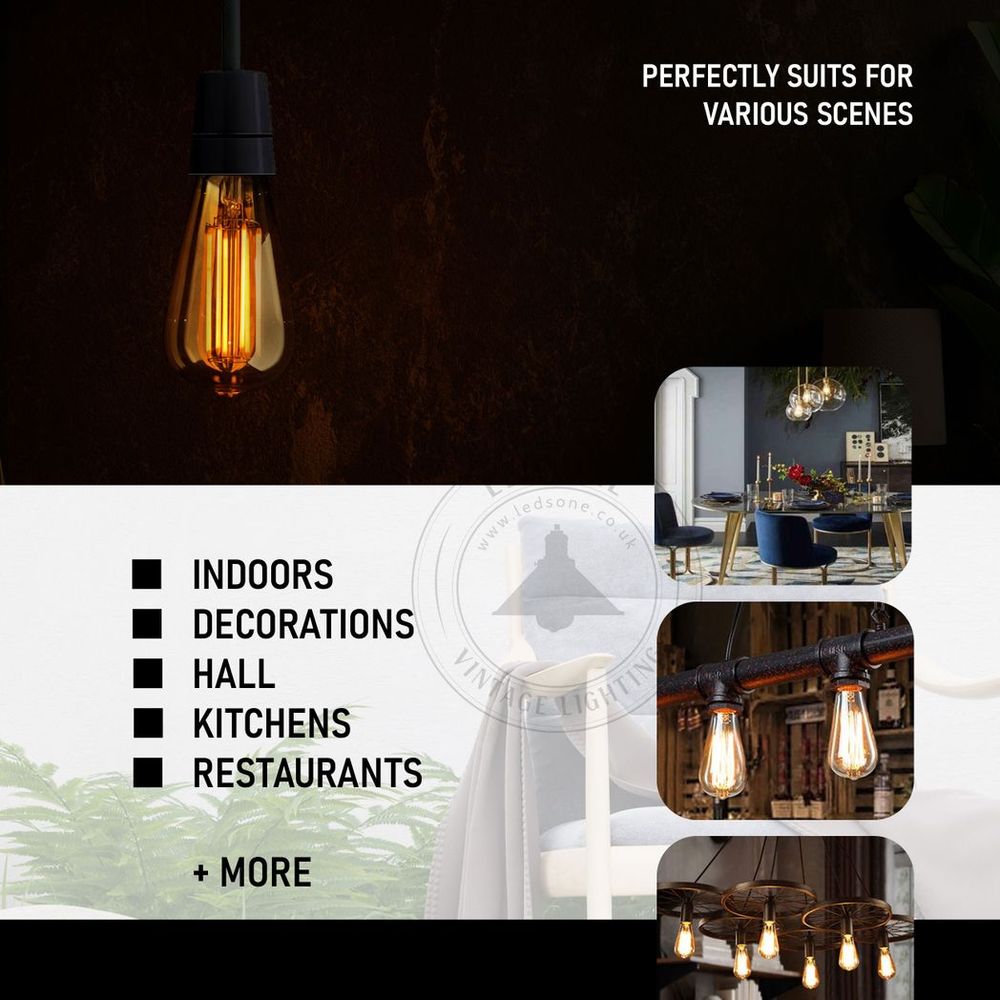 E27 Vintage LED Dimmable Bulbs, 6W Edison Light Bulb
