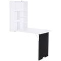 Space-Saving White Wall-Mounted Desk - Fold-Out Convertible Office Table with Chalkboard Shelf