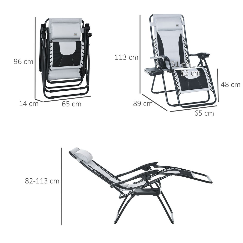 Comfort Zero Gravity Recliner, Foldable & Adjustable, Light Grey