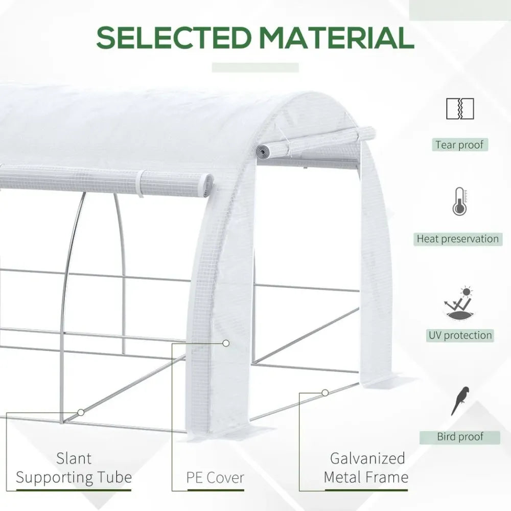 6x3x2m Poly Greenhouse Tent - Steel Frame - White