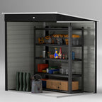 6 x 4ft Metal Garden Shed with Lockable Door and Gloves, Dark Grey