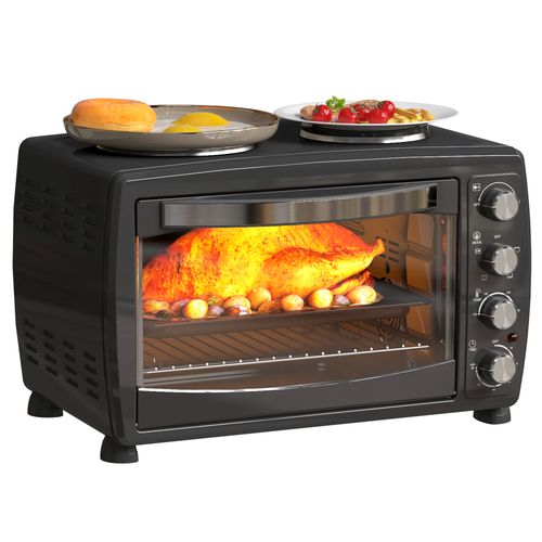 36L Countertop Toaster Oven with 2 Hot Plates, Grill, Roast, Bake