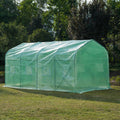 Garden Polytunnel Walk-in Greenhouse Round Gable Top Window Heat Shed 3.95m x 1.95m x 2m