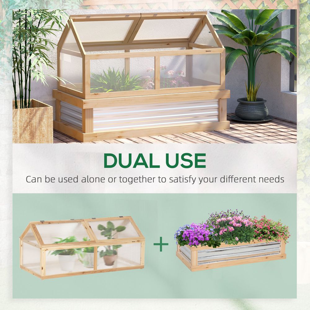 Raised Garden Bed with Greenhouse Top, 122x61x81.7cm, Natural Kit