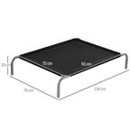 Elevated Pet Bed Cooling Raised Cot Style Bed for Large Medium Sized Dogs with Non-slip Pads Steel Frame Breathable Mesh Fabric, 110 x 75 x 20 cm - Black