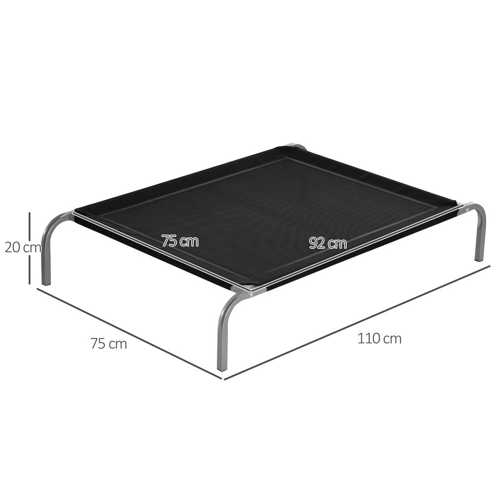 Elevated Pet Bed Cooling Raised Cot Style Bed for Large Medium Sized Dogs with Non-slip Pads Steel Frame Breathable Mesh Fabric, 110 x 75 x 20 cm - Black