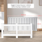 Slatted Radiator Cover Painted Cabinet MDF Lined Grill in White (172L x 19W x 81.5H cm)