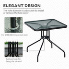 Square Patio Table - Tempered Glass Top, Garden Dining - 76 x 76cm