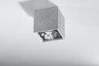 Ceiling Lamp VALDE Concrete Square Shape Loft Design Grey Modern GU10 LED