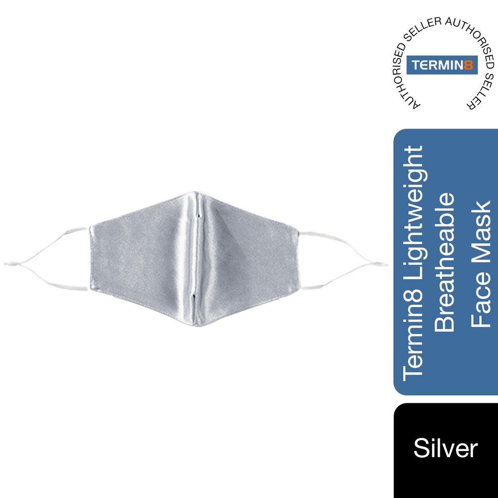 Unisex Reusable 2 Layers Face Mask, Satin Silk Lightweight & Breathable Silver