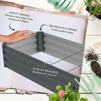 Galvanised Raised Bed for Garden, Outdoor Elevated Planter Box, Grey