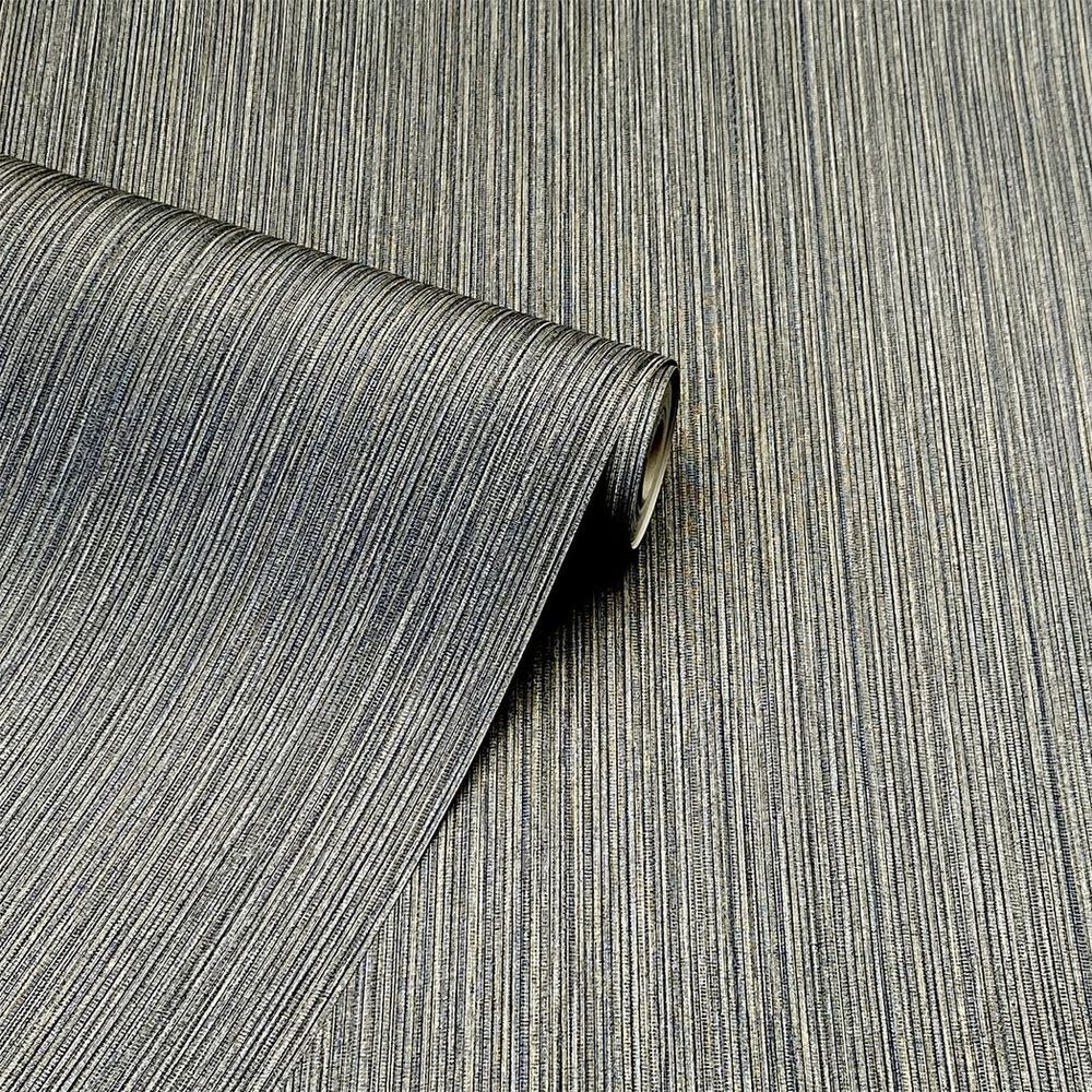 Japandi Grasscloth Navy Gold Wallpaper - Elegant Design