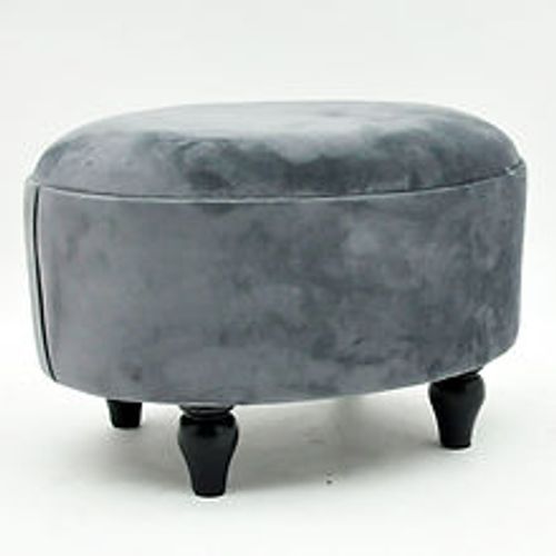 Red Velvet Oval Footstool