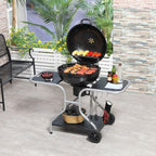 Garden Trolley BBQ Grill - Black - High-Temperature Enamel - Portable & Spacious - Ideal for Outdoor Grilling