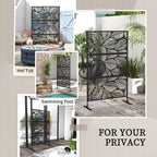 6.5FT Metal Outdoor Privacy Screen Panel with Stand, Leaf Style