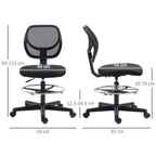 Adjustable Draughtsman Chair with Footrest - Black