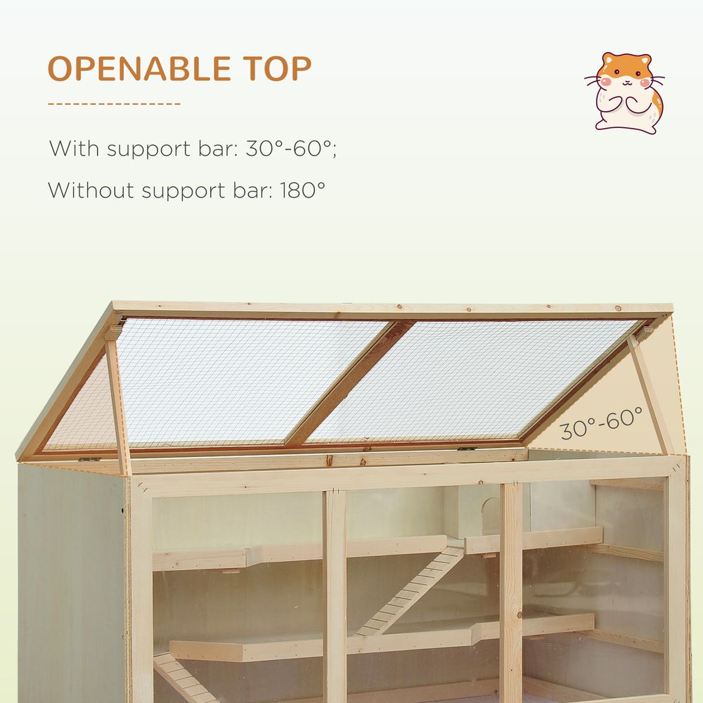 Wooden Large Hamster Cage Syrian Hamster Mouse Rats Mice Rodent Small Animals Hutch Exercise Play House Pen 115L x 57W x 55H(cm)
