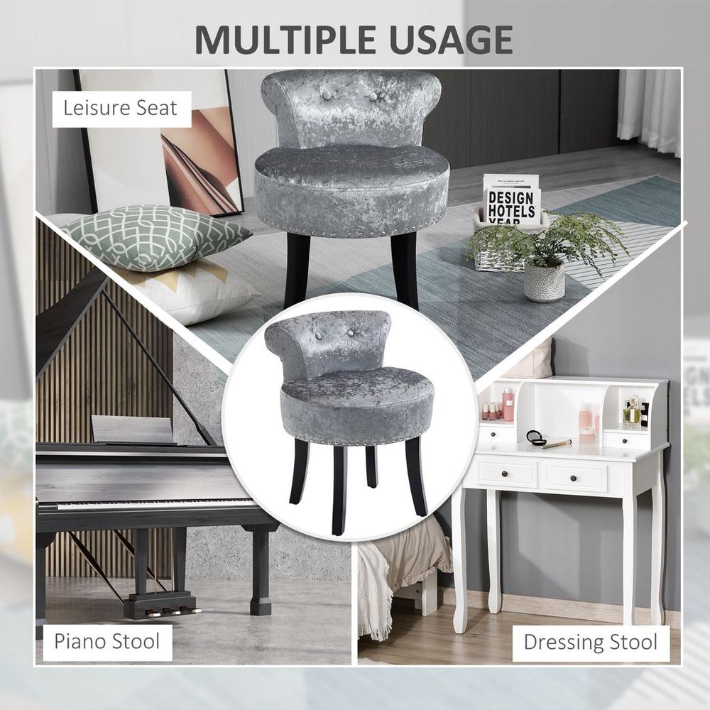 Elegant Grey Dressing Table Stool - Comfortable Seating