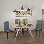 Linen-Touch High Back Dining Chairs - Set of 4 - Upholstered - Steel Legs - Comfortable - Easy Assembly - 97H x 41W x 50Dcm