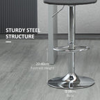 Adjustable Bar Stool Set of 2 - Grey, Swivel with Footrest