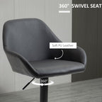 Swivel Barstools - Set of 2 - PU Leather - Footrest - Backrest - Black
