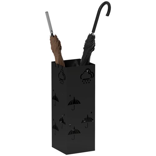 Decorative Umbrella Holder w/ Drip Tray 4 Hooks for Entryway Black