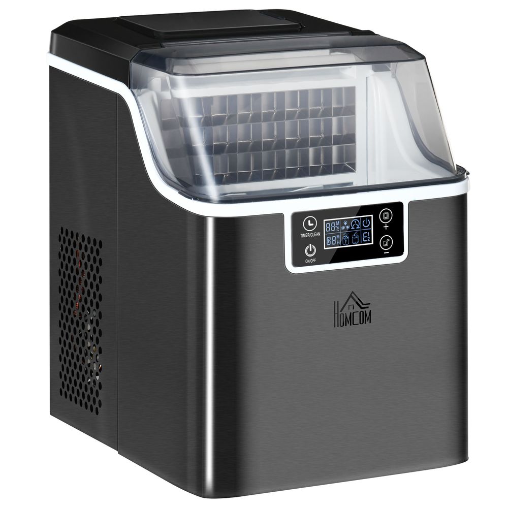 Ice Maker Machine - Compact, Fast, Adjustable Cube Size, Scoop - Black