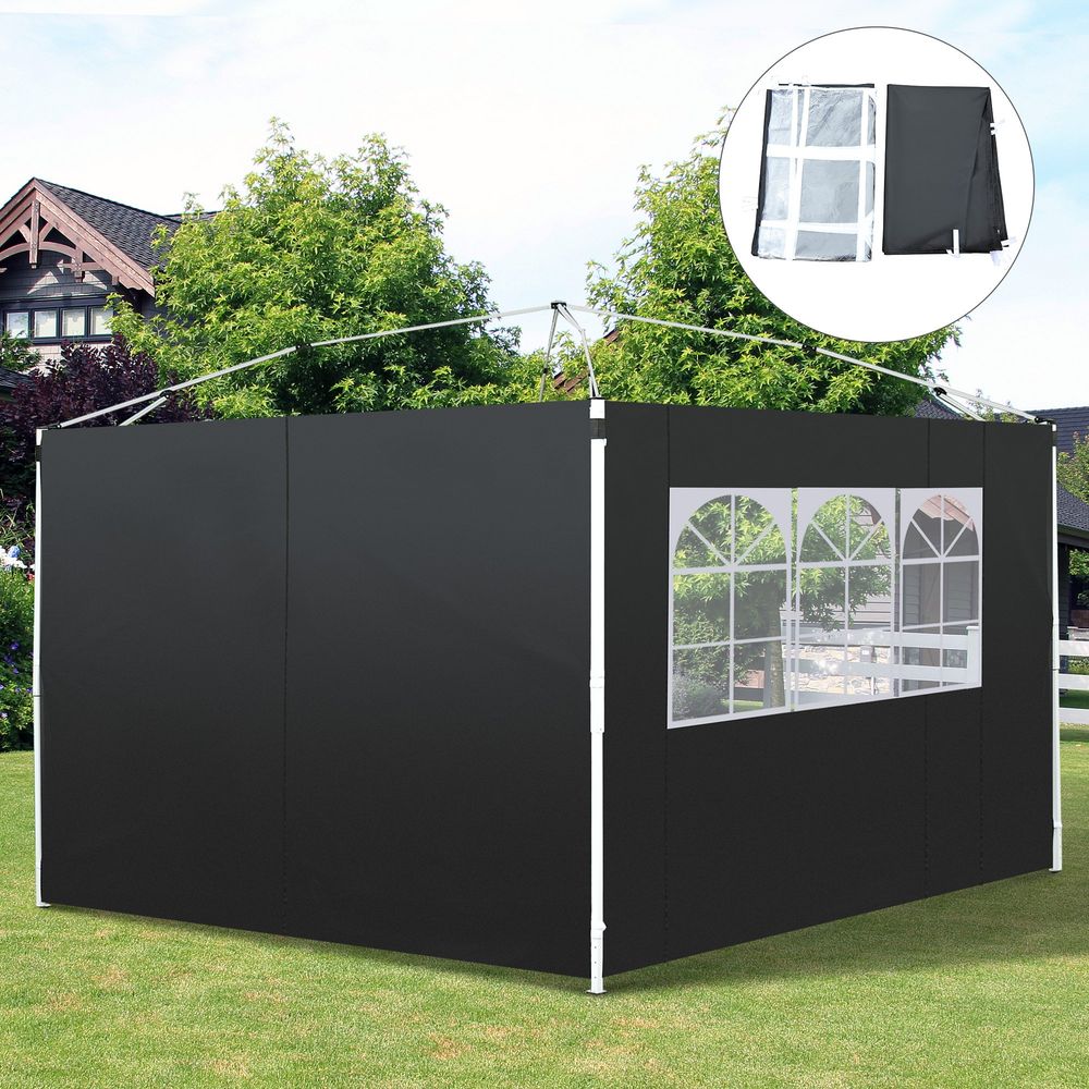 UV-Proof Gazebo Side Panels - Easy Attach/Remove - Privacy & Protection Black