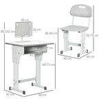 Kids Desk and Chair Set Adjustable Height Study Table Set w/Drawer, Book Stand, Pen Slot - Grey