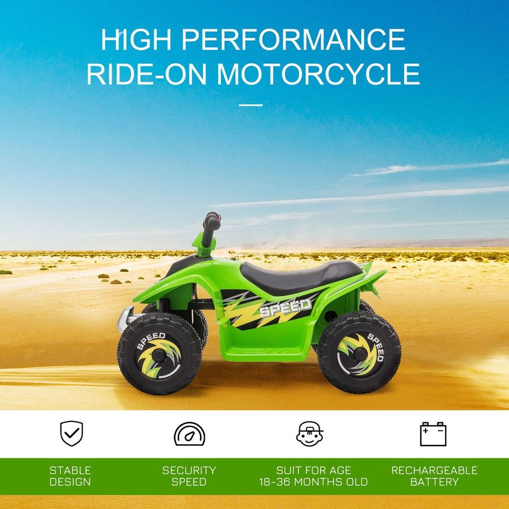 6V Kids Electric Ride on Car - Big Wheels, Green, 18-36 Months