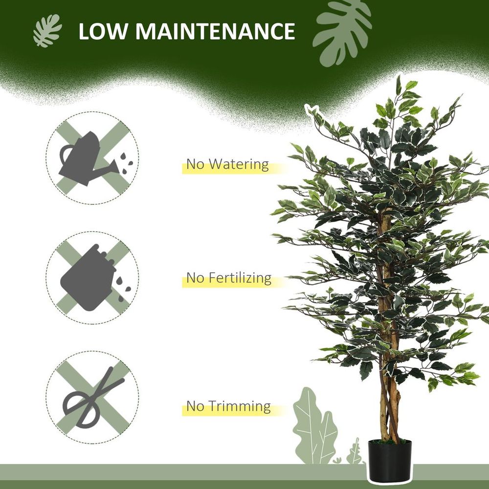Artificial Ficus Tree - Lifelike Leaves, Natural Trunks - Green