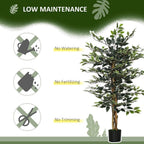 Artificial Ficus Tree - Lifelike Leaves, Natural Trunks - Green