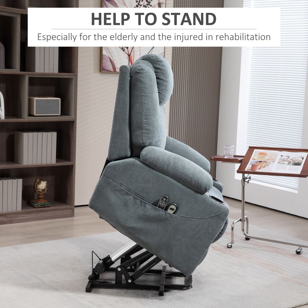 Luxury Lift Chair - Vibration Massage, Heat, Easy Assembly - Grey
