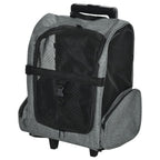 Pet Travel Backpack Bag Cat Puppy Dog Carrier w/ Trolley and Telescopic Handle Portable Stroller Wheel Luggage Bag (Grey)