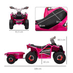 Pink Electric Quad Bike for 18-36 Months with Trailer - and Easy Assembly