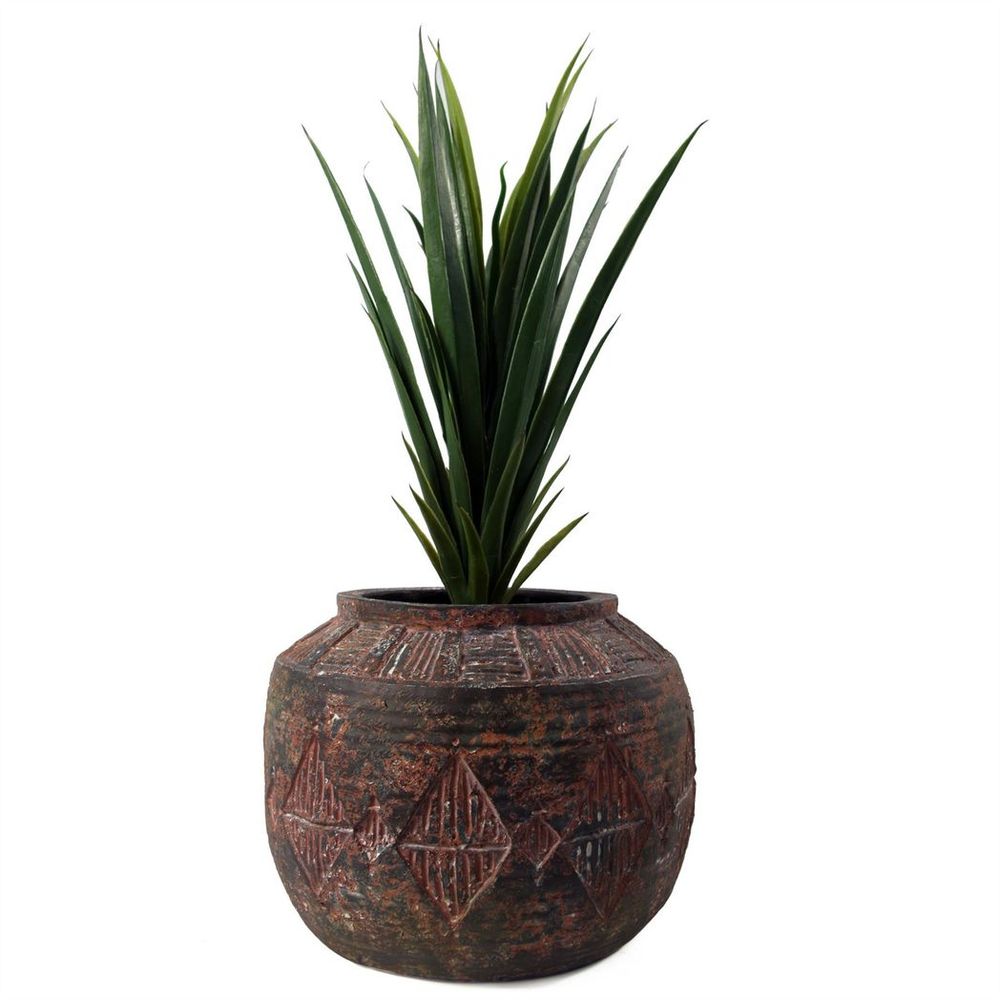 27cm x 36cm Aztec Diamond Large Planter with Fibreglass Detail