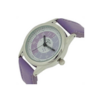 Girls Time Teacher Purple Leather Strap Watch