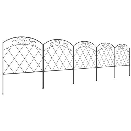 61 cm x 3 m Outdoor Picket Fence Panels with Panels, Swirls, Black