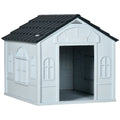 Weather-Resistant Dog House, Puppy Shelter for Medium Dogs - Grey