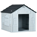 Weather-Resistant Dog House, Puppy Shelter for Medium Dogs - Grey