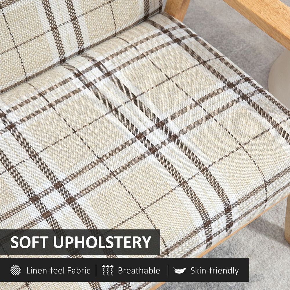2 Seater Sofa - Rubber Wood Frame - Linen Fabric Love Seat - Small Couch
